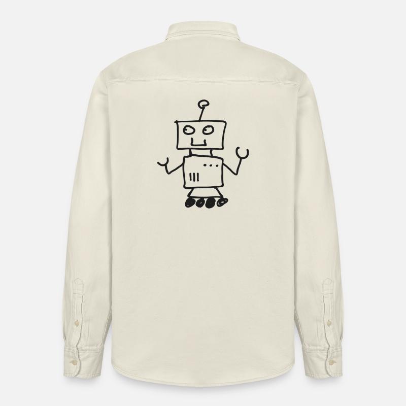 Roboter Doodle Zeichnung - Relaxed Fit Unisex Organic Hemd von Stanley/Stella - Natur