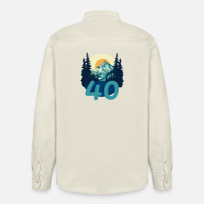 40 ans version montagne. Anniversaire Cadeau - Chemise unisexe coupe décontractée bio Stanley/Stella - écru doux