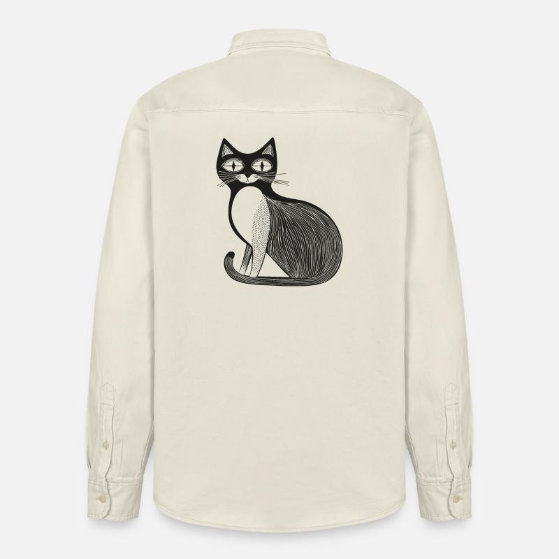 Chat - Chemise unisexe coupe décontractée bio Stanley/Stella - écru doux