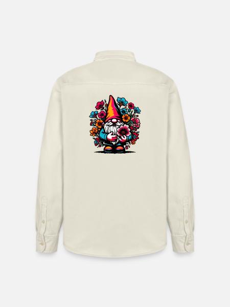 Gnome with Flowers - Relaxed Fit Unisex Organic Shirt by Stanley/Stella - soft Ecru