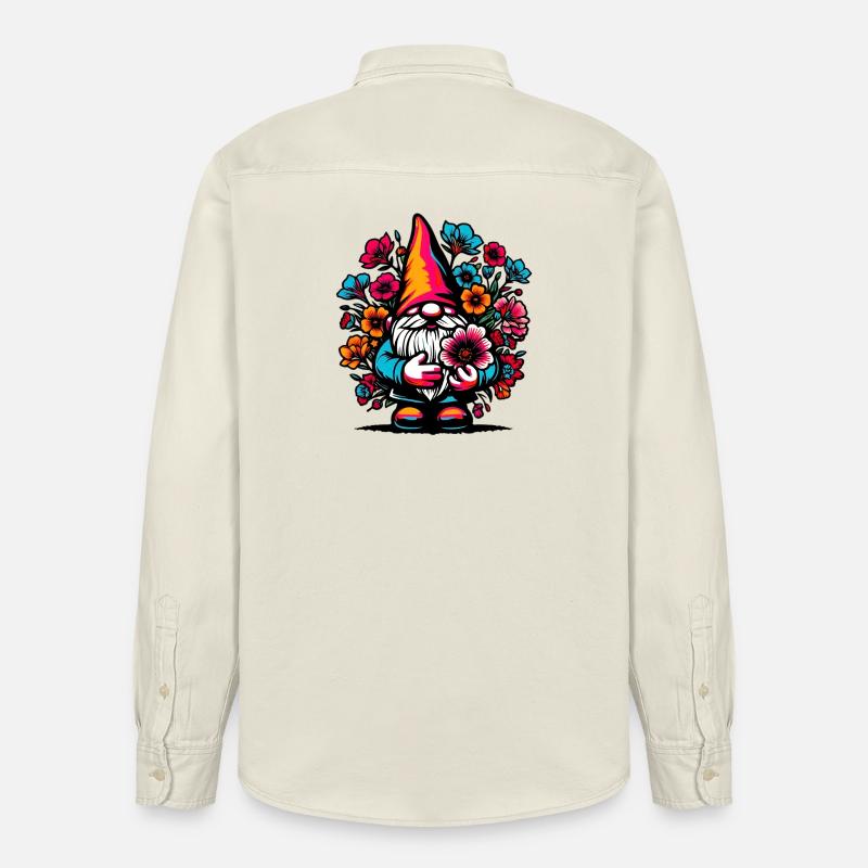 Zwerg mit Blumen - Relaxed Fit Unisex Organic Hemd von Stanley/Stella - Natur