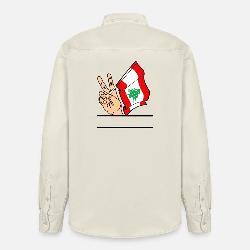 Flagge Libanon Friedenszeichen Textraum - Relaxed Fit Unisex Organic Hemd von Stanley/Stella - Natur