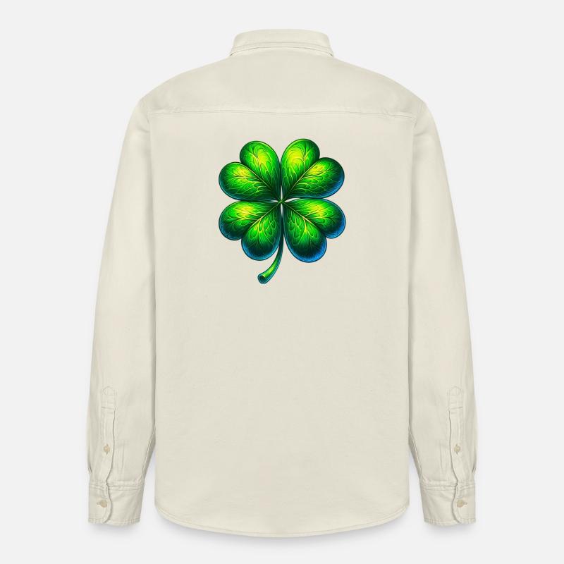 Vierblättriges Kleeblatt - Relaxed Fit Unisex Organic Hemd von Stanley/Stella - Natur