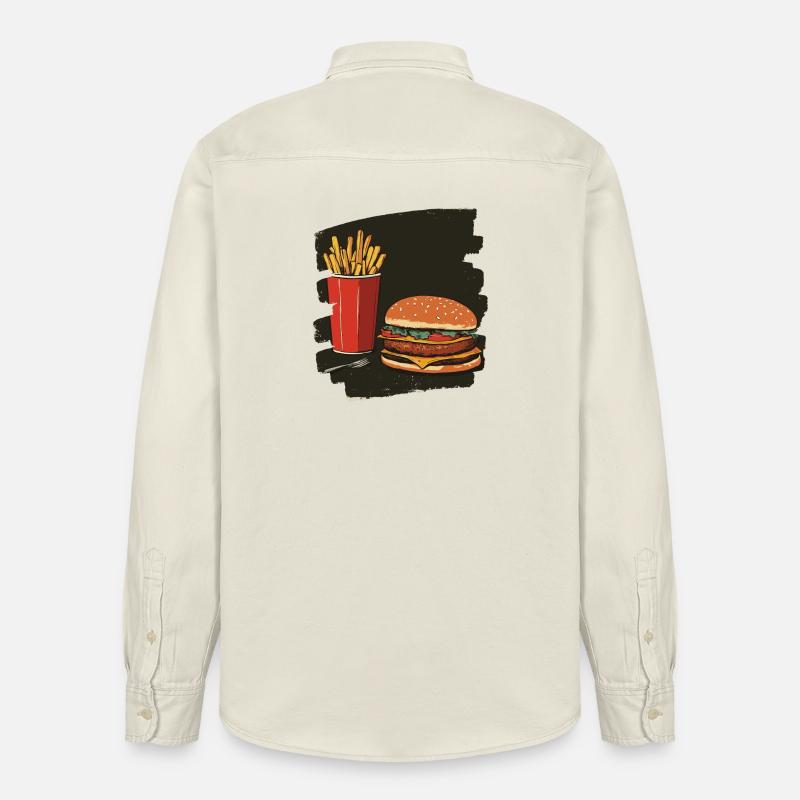 Burger und Fritten Retro - Relaxed Fit Unisex Organic Hemd von Stanley/Stella - Natur