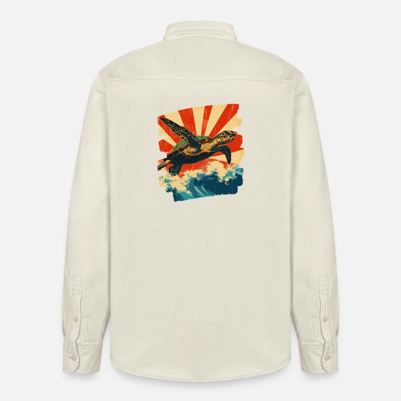 Tortue de mer rétro - Chemise unisexe coupe décontractée bio Stanley/Stella - écru doux