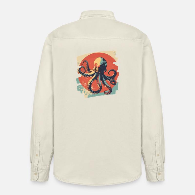 Pieuvre Octopus Rétro - Chemise unisexe coupe décontractée bio Stanley/Stella - écru doux