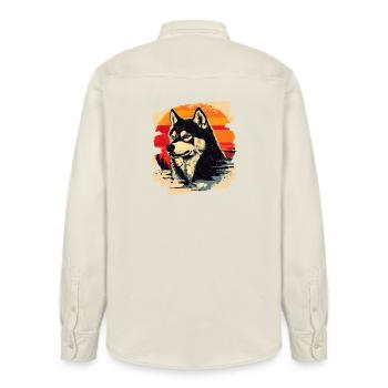 Husky - Relaxed Fit Unisex Organic Hemd von Stanley/Stella - Natur - Hinten - AI Model Male 178 light (178cm)