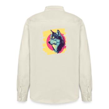 Husky - Relaxed Fit Unisex Organic Hemd von Stanley/Stella - Natur - Hinten - AI Model Male 178 light (178cm)
