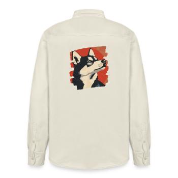 Husky - Relaxed Fit Unisex Organic Hemd von Stanley/Stella - Natur - Hinten - AI Model Male 178 light (178cm)
