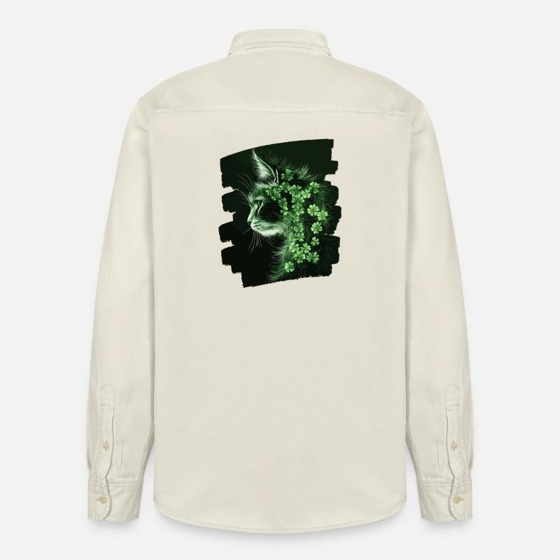 St Patricks day Katze - Relaxed Fit Unisex Organic Hemd von Stanley/Stella - Natur