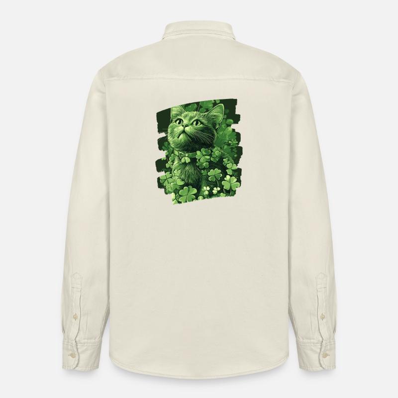 Chat de la Saint-Patrick - Chemise unisexe coupe décontractée bio Stanley/Stella - écru doux