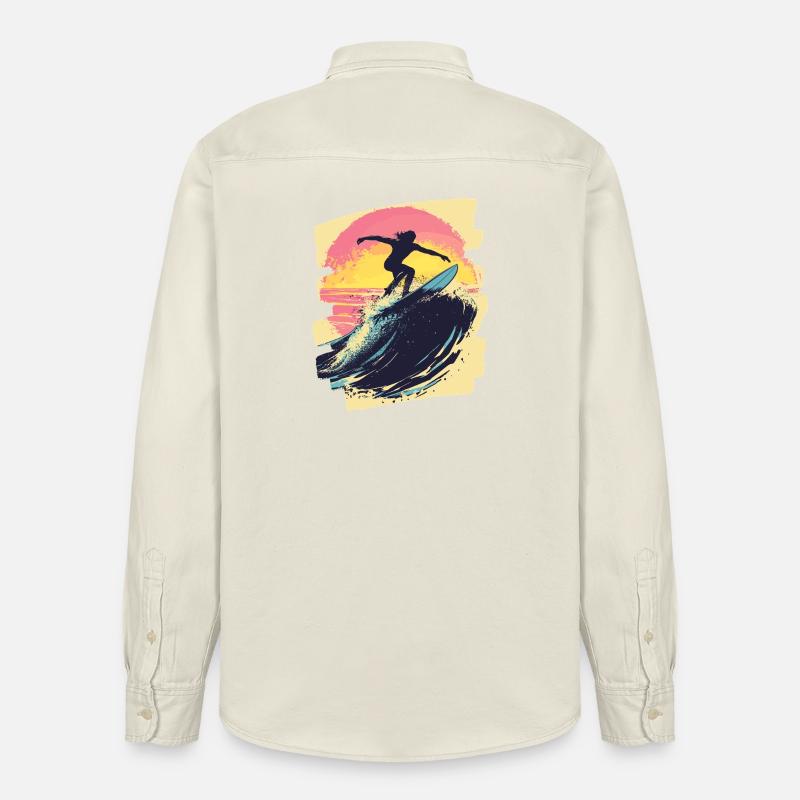 Surfeur Surf Planche de surf Surf - Chemise unisexe coupe décontractée bio Stanley/Stella - écru doux