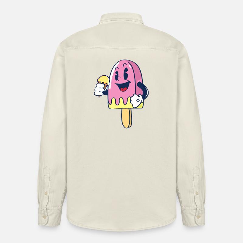 Fröhlicher Kindereis Charakter Eiscreme Eis - Chemise unisexe coupe décontractée bio Stanley/Stella - écru doux
