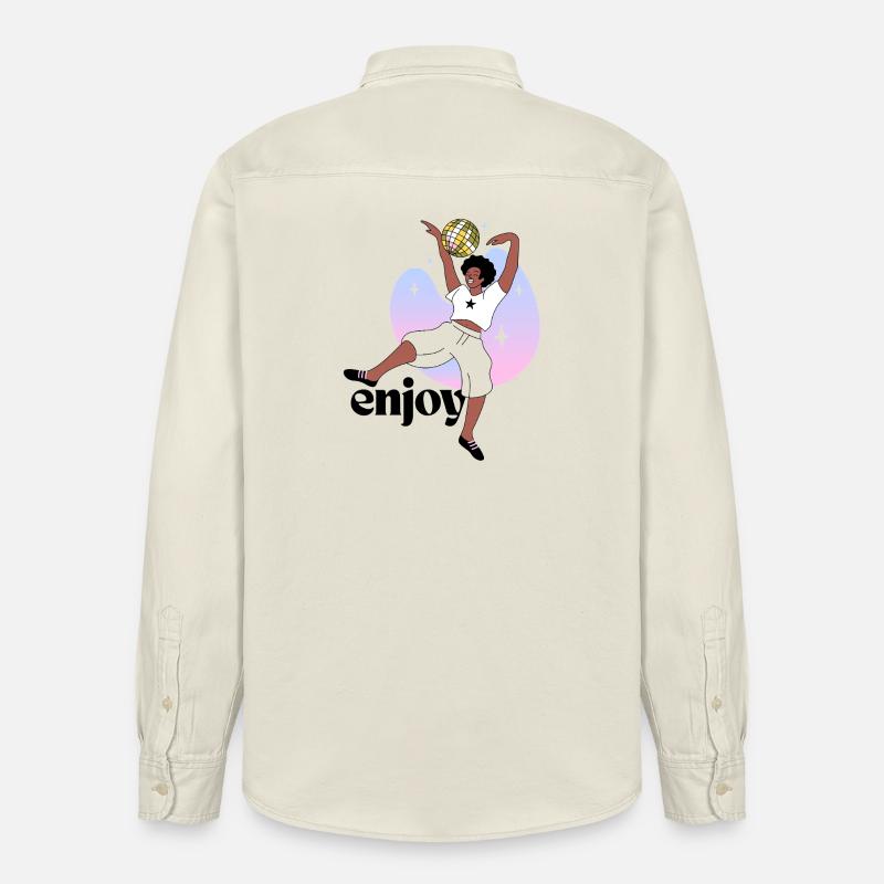 Disco Dancing Empreinte digitale Illustration - Chemise unisexe coupe décontractée bio Stanley/Stella - écru doux