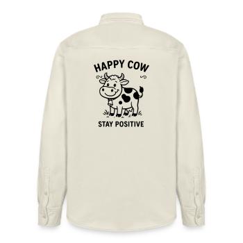 Vache heureuse - Chemise unisexe coupe décontractée bio Stanley/Stella - écru doux - Dos - AI Model Male 178 light (178cm)