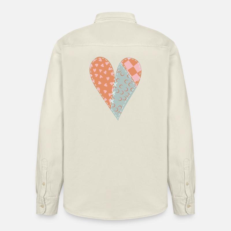 Patchwork Herz Nr. 8 - Relaxed Fit Unisex Organic Hemd von Stanley/Stella - Natur