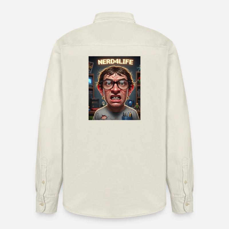 Nerd4Life Impression de style pixel - Chemise unisexe coupe décontractée bio Stanley/Stella - écru doux