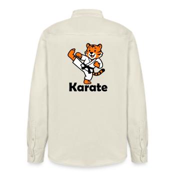 Karate Tiger - Relaxed Fit Unisex Organic Shirt by Stanley/Stella - soft Ecru - Back - AI Model Male 178 light (178cm)