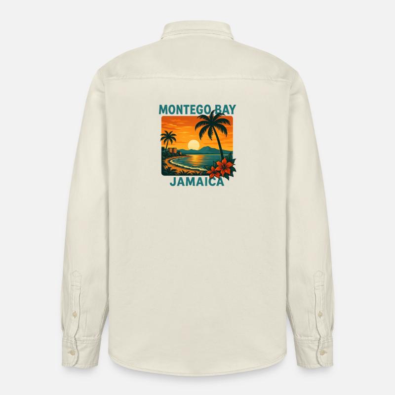 Montego Bay Jamaïque Caraïbes Sunset Vacances - Chemise unisexe coupe décontractée bio Stanley/Stella - écru doux