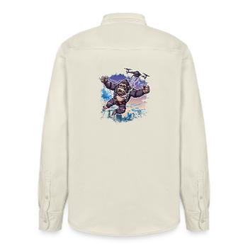 Gorilla Drone Kids Funny - Relaxed Fit Unisex Organic Shirt by Stanley/Stella - soft Ecru - Back - AI Model Male 178 light (178cm)