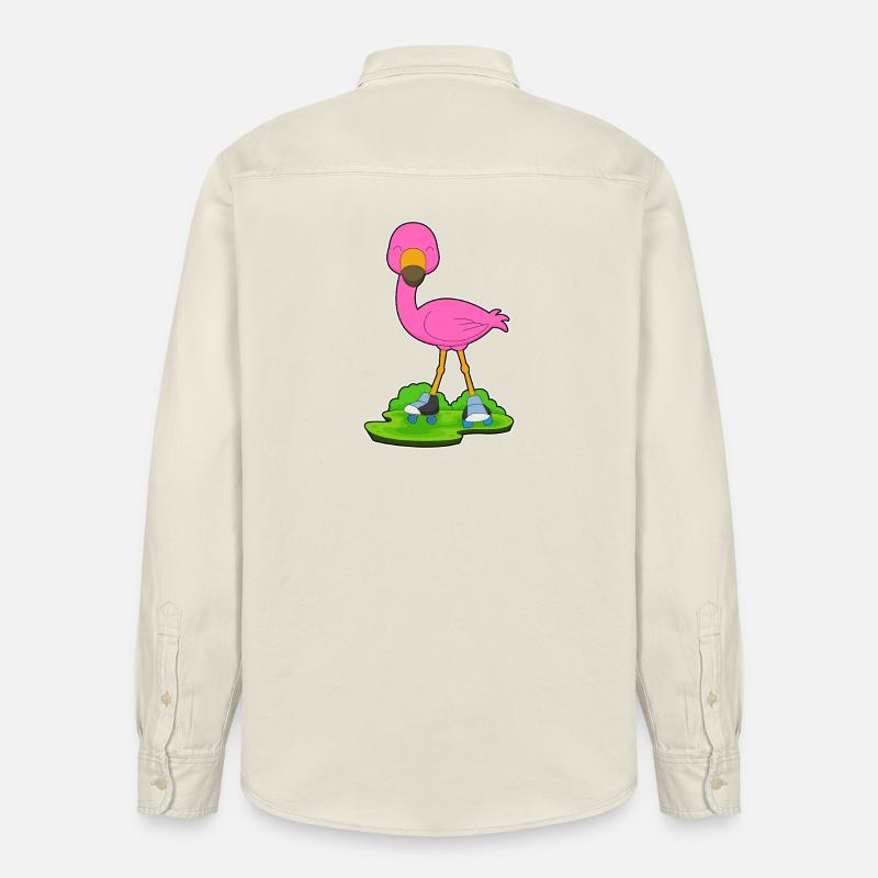 Flamingo roller skating roller skates - Relaxed Fit Unisex Organic Shirt by Stanley/Stella - soft Ecru