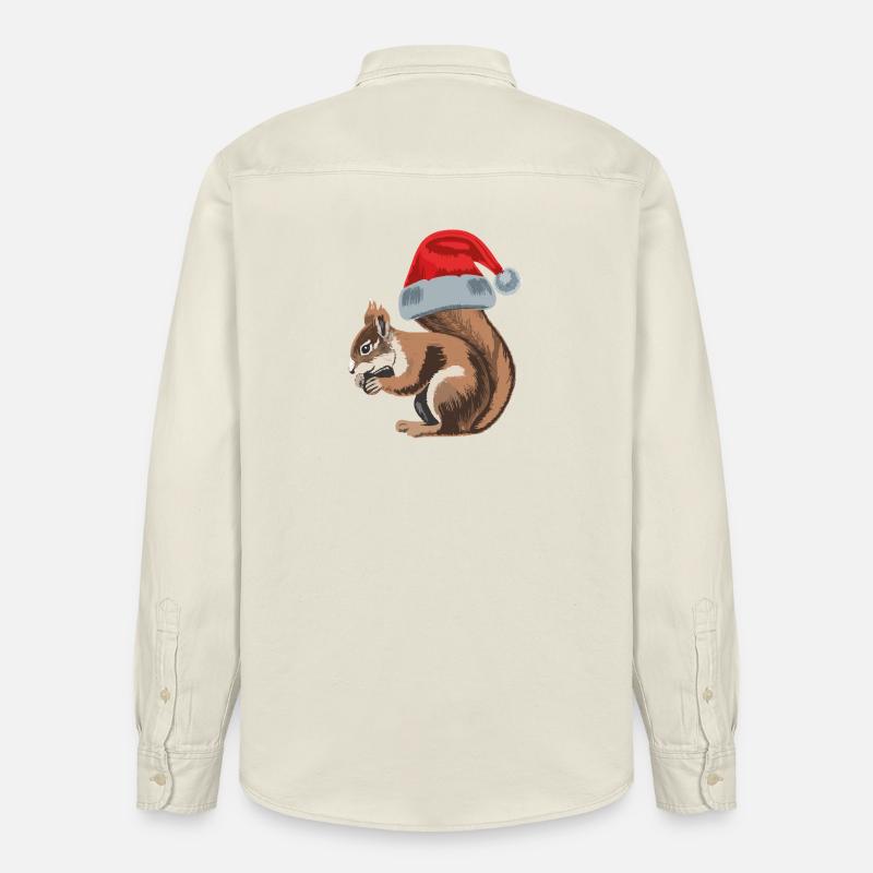 Cute squirrel with Santa hat - Relaxed Fit Unisex Organic Hemd von Stanley/Stella - Natur