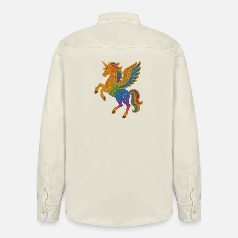 Glitzernde Regenbogen-Pegasus-Illustration - Relaxed Fit Unisex Organic Hemd von Stanley/Stella - Natur