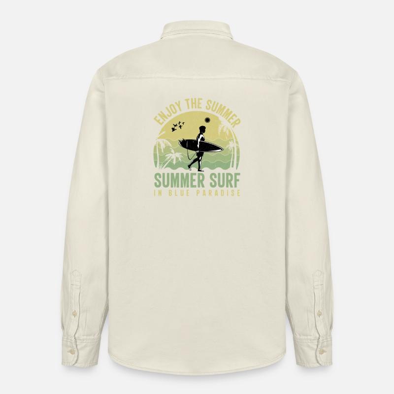 Surfeurs d’été à Blue Paradise - Chemise unisexe coupe décontractée bio Stanley/Stella - écru doux