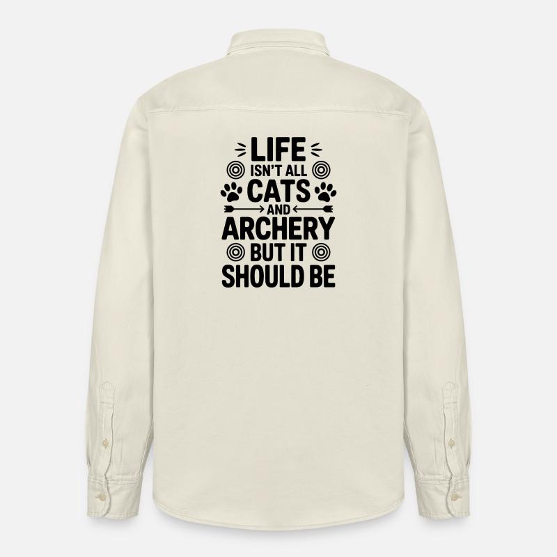 Bogenschießen Spruch Katzen Bogenschießen Geschenk - Relaxed Fit Unisex Organic Hemd von Stanley/Stella - Natur