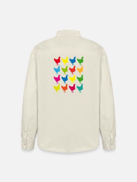 Bunte Hühner Silhouette Grafik - Relaxed Fit Unisex Organic Hemd von Stanley/Stella - Natur
