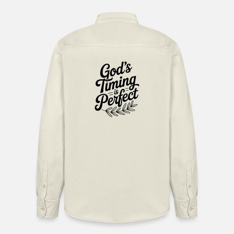 Le timing de Dieu est parfait - Chemise unisexe coupe décontractée bio Stanley/Stella - écru doux