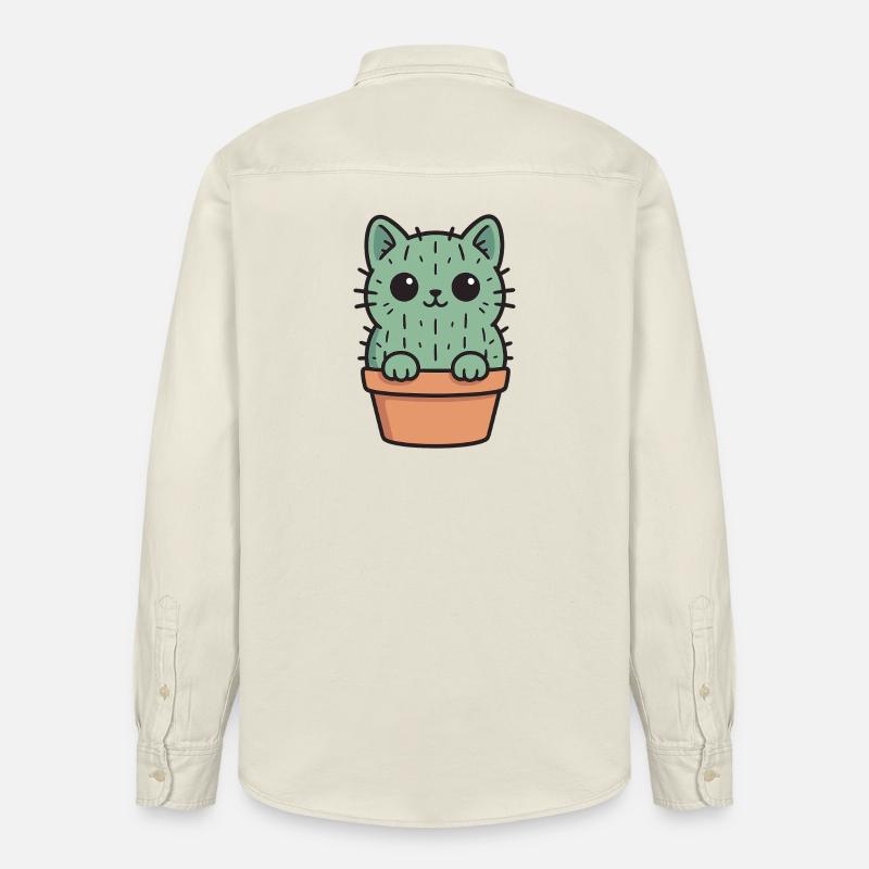 Conception de chaton cactus mignon - Chemise unisexe coupe décontractée bio Stanley/Stella - écru doux