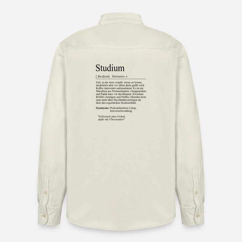 Unispruch "Studium" Student Geschenk, Studenten - Relaxed Fit Unisex Organic Hemd von Stanley/Stella - Natur