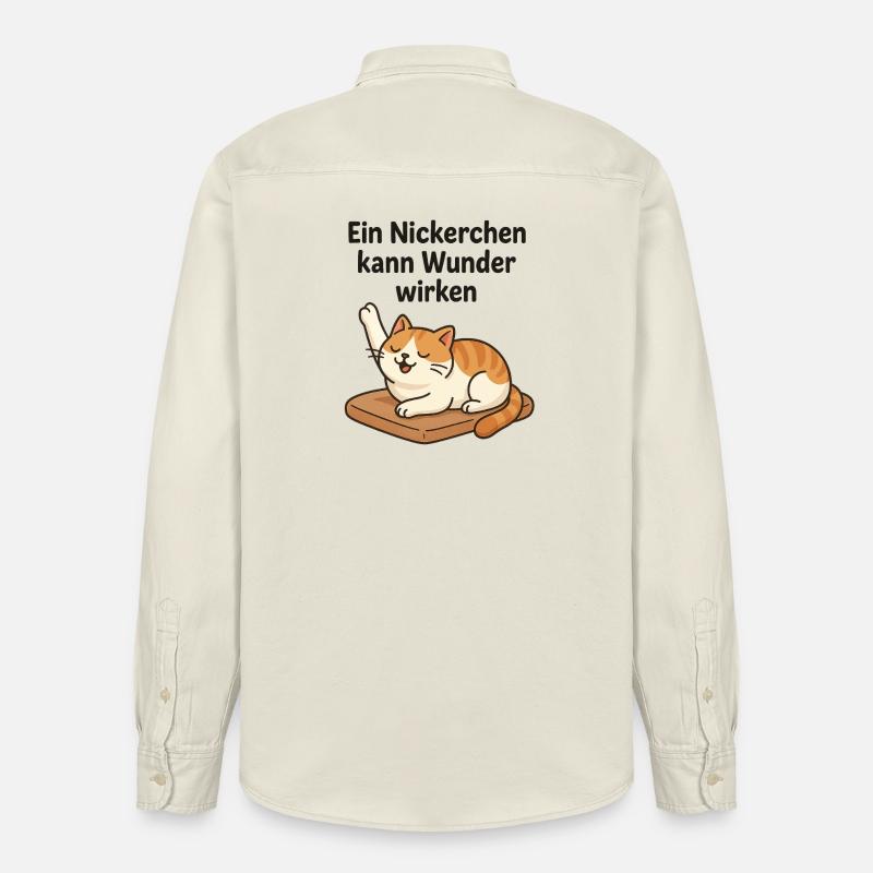 Witziges Kätzchen Nickerchen  - Relaxed Fit Unisex Organic Hemd von Stanley/Stella - Natur
