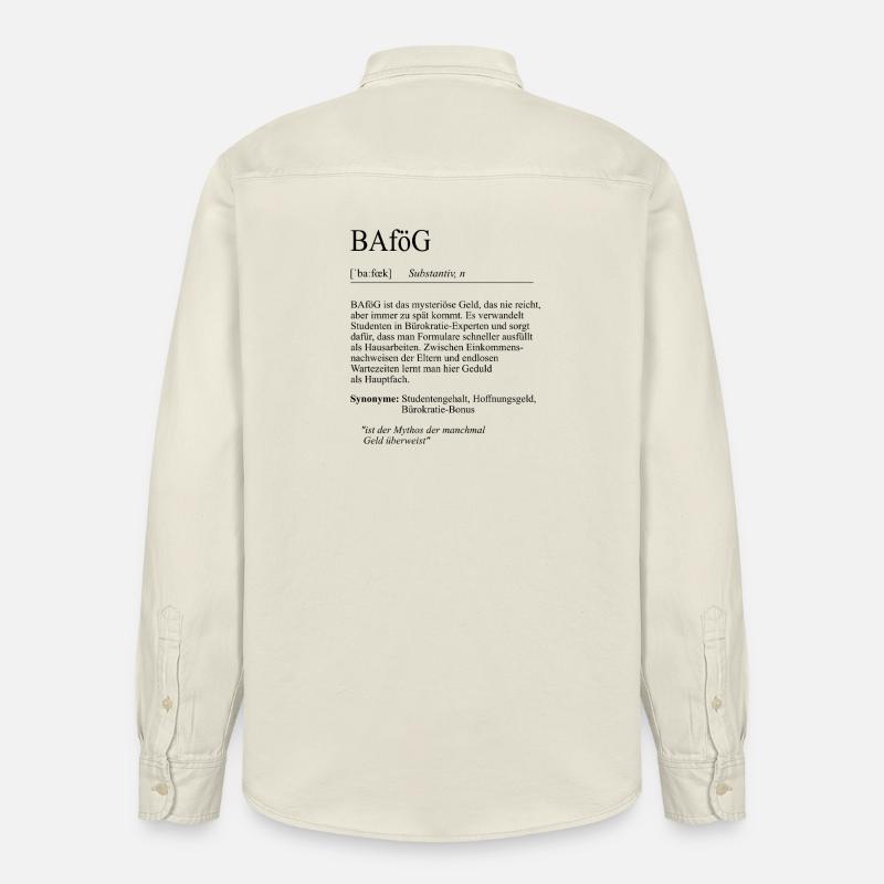 Unispruch "BAföG" Student Geschenk, Studenten - Relaxed Fit Unisex Organic Hemd von Stanley/Stella - Natur