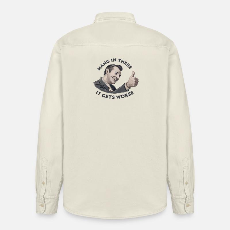 Restez à l’écoute, ça empire - Chemise unisexe coupe décontractée bio Stanley/Stella - écru doux