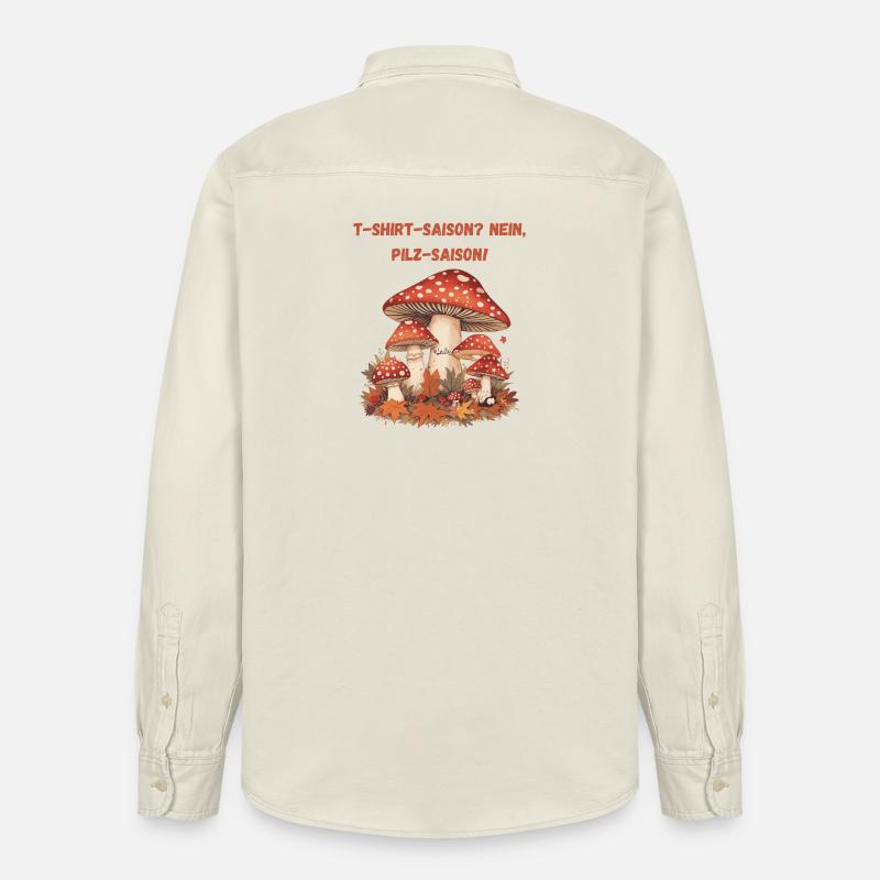 Saison des champignons Automne Illustration Champignons - Chemise unisexe coupe décontractée bio Stanley/Stella - écru doux