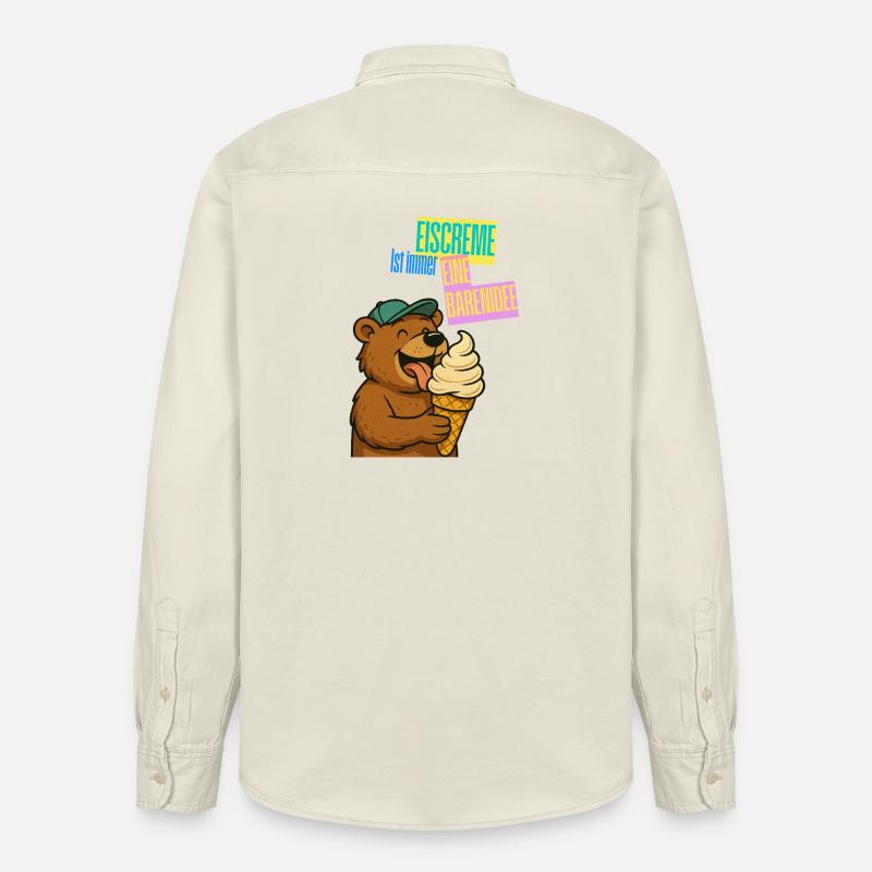Bär Eiscreme Comic - Relaxed Fit Unisex Organic Hemd von Stanley/Stella - Natur