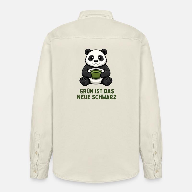  Panda Kaffeezeit grün Tee Getränk - Relaxed Fit Unisex Organic Hemd von Stanley/Stella - Natur