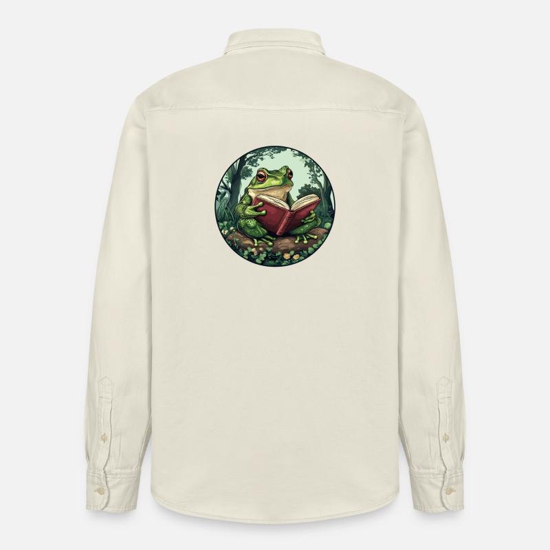 Frosch im Wald liest Buch - Relaxed Fit Unisex Organic Hemd von Stanley/Stella - Natur