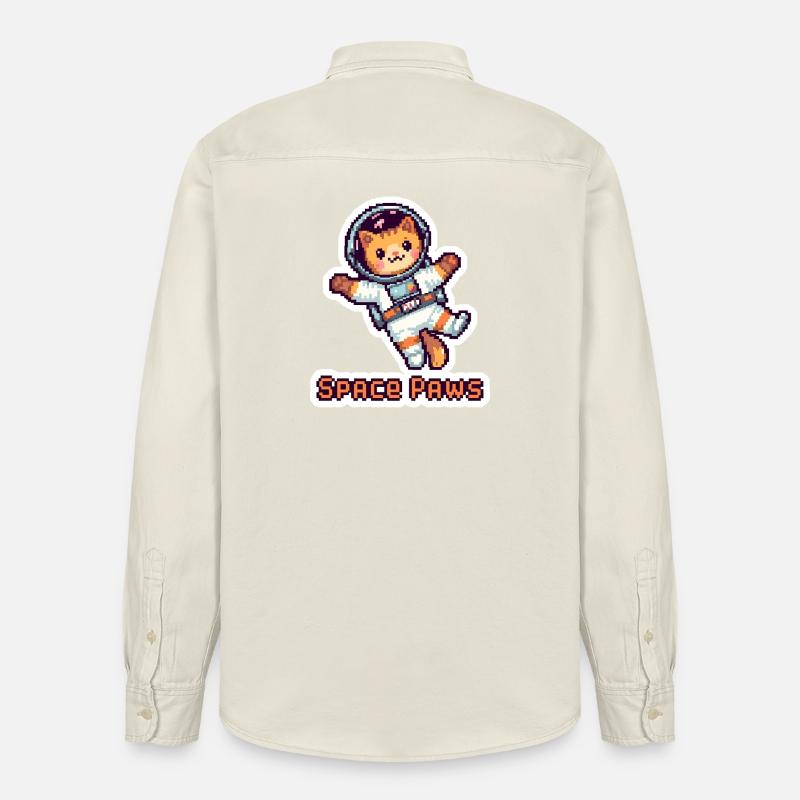 Space Paws – Pixel Cat Astronaut Sticker - Relaxed Fit Unisex Organic Hemd von Stanley/Stella - Natur
