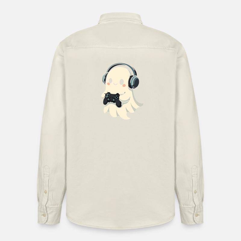 Geist mit Kopfhörer Spielcontroller - Relaxed Fit Unisex Organic Hemd von Stanley/Stella - Natur