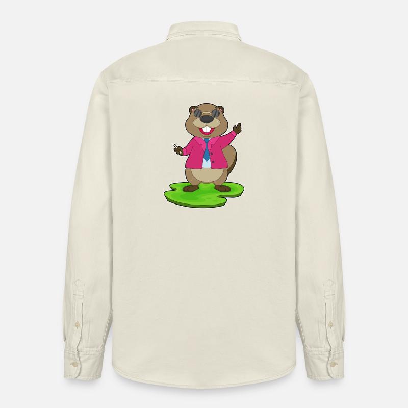 Biber Lehrer Kreide Schule - Relaxed Fit Unisex Organic Hemd von Stanley/Stella - Natur