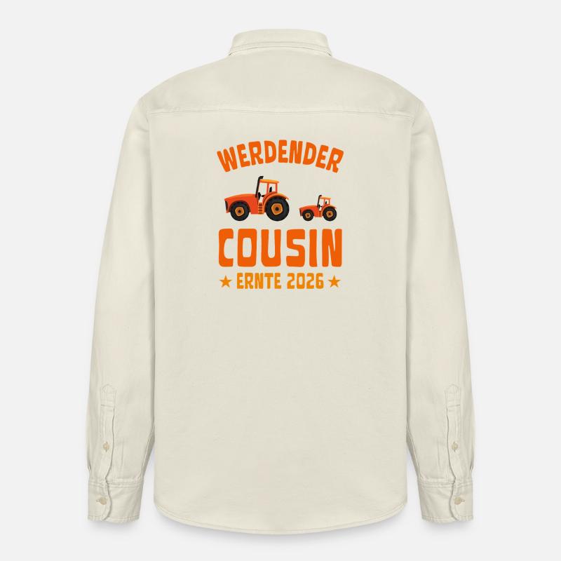 Werdender Cousin Ernte 2026 Traktor - Relaxed Fit Unisex Organic Hemd von Stanley/Stella - Natur