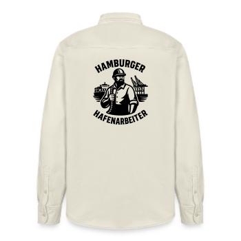 Hamburger Hafenarbeiter - Relaxed Fit Unisex Organic Hemd von Stanley/Stella - Natur - Hinten - AI Model Male 178 light (178cm)