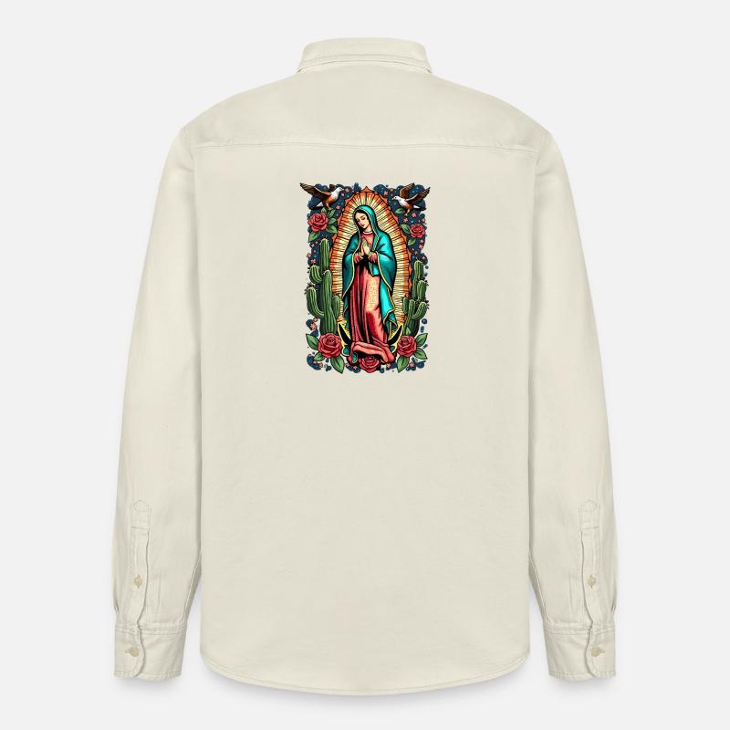 Vierge aux roses et aux cactus - Chemise unisexe coupe décontractée bio Stanley/Stella - écru doux
