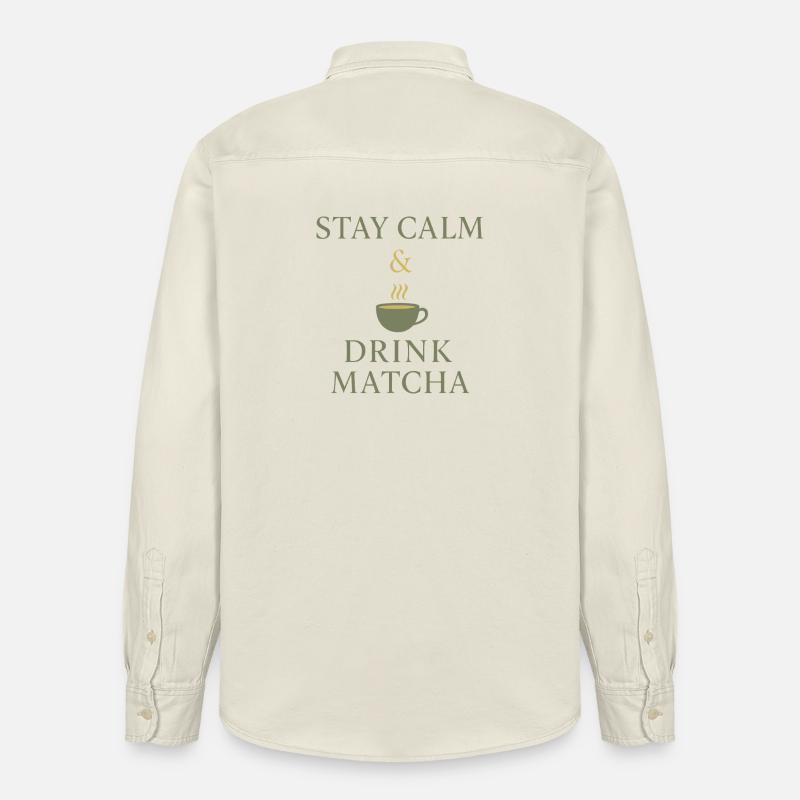 Restez calme et buvez du Matcha - Chemise unisexe coupe décontractée bio Stanley/Stella - écru doux