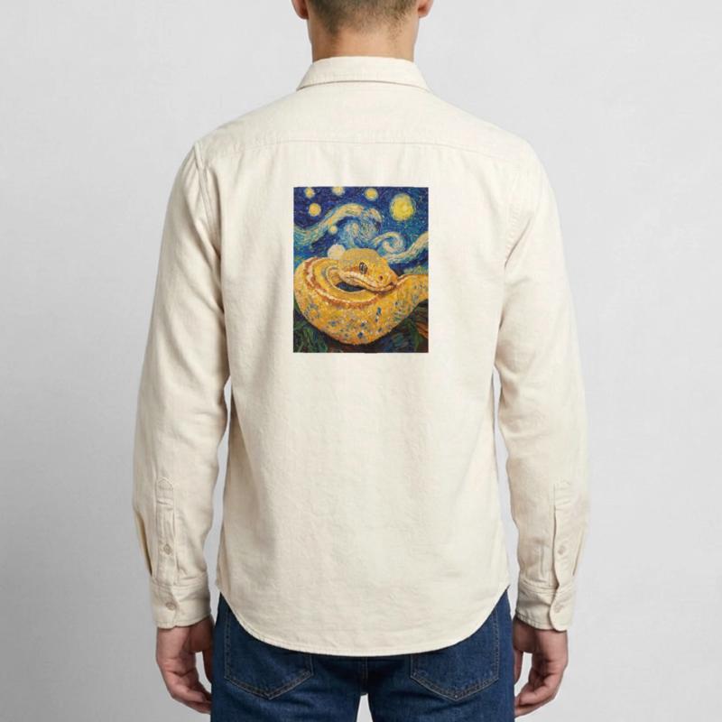 Serpent Python Style Van Gogh Nuit étoilée Chemise unisexe coupe décontractée bio Stanley/Stella