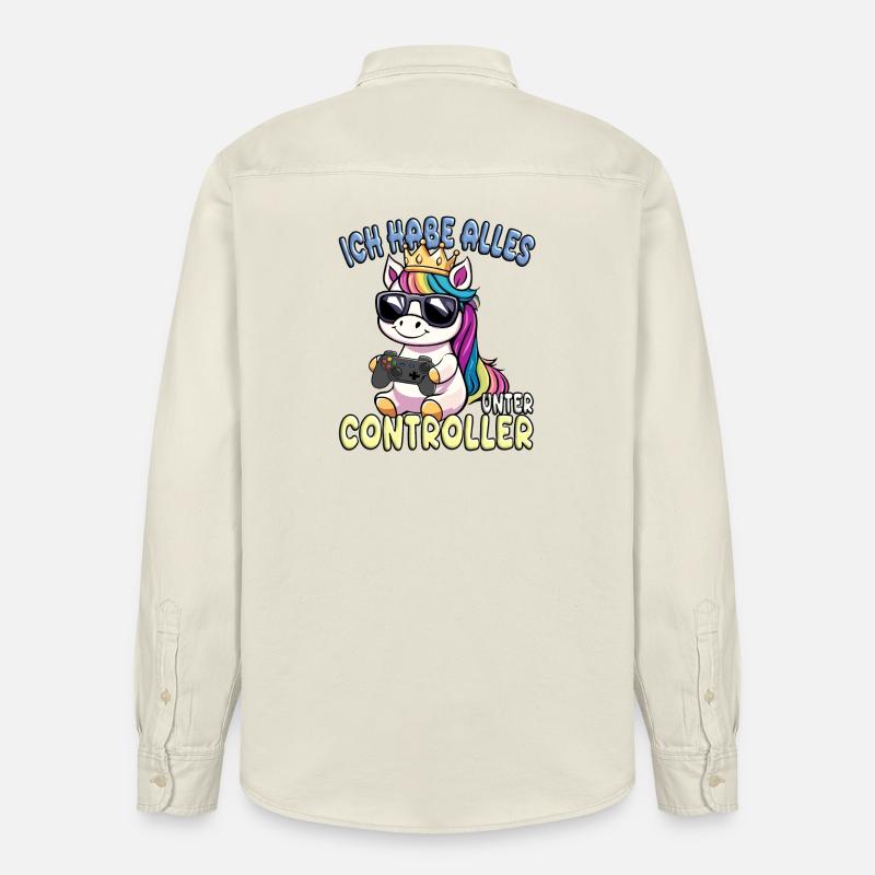 Einhorn Krone controller gaming - Relaxed Fit Unisex Organic Hemd von Stanley/Stella - Natur