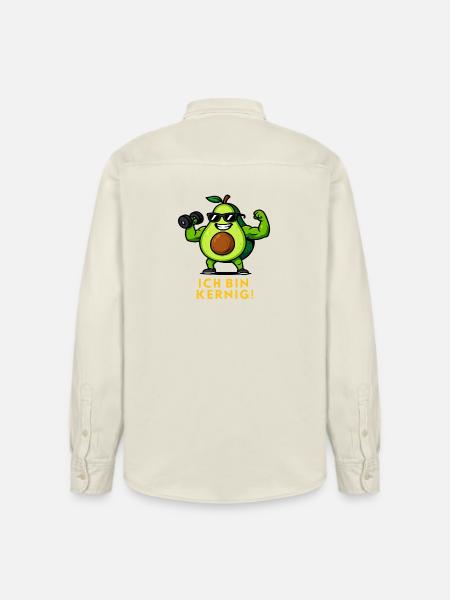 Kernige Avocado Muskelheld Fitness Illustration - Relaxed Fit Unisex Organic Hemd von Stanley/Stella - Natur